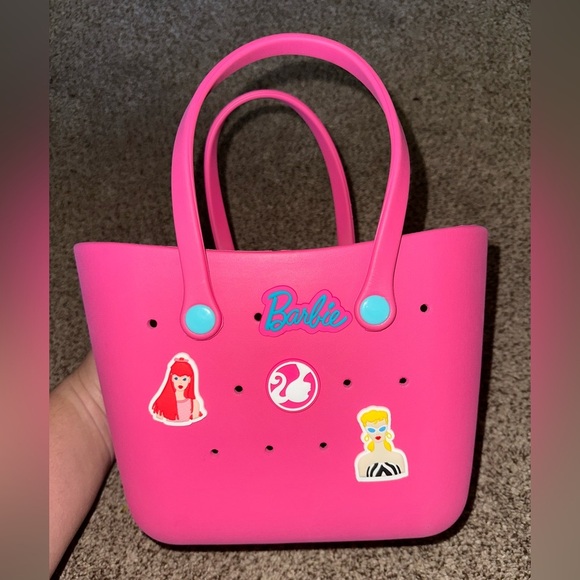 Kids Barbie Pink Tote with Decorative Patches - Picture 2 of 6